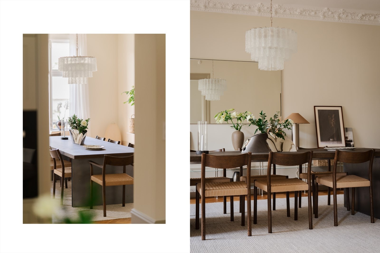 Spisestuen er i like stor grad preget av det klassiske som møter det moderne Galleribilde