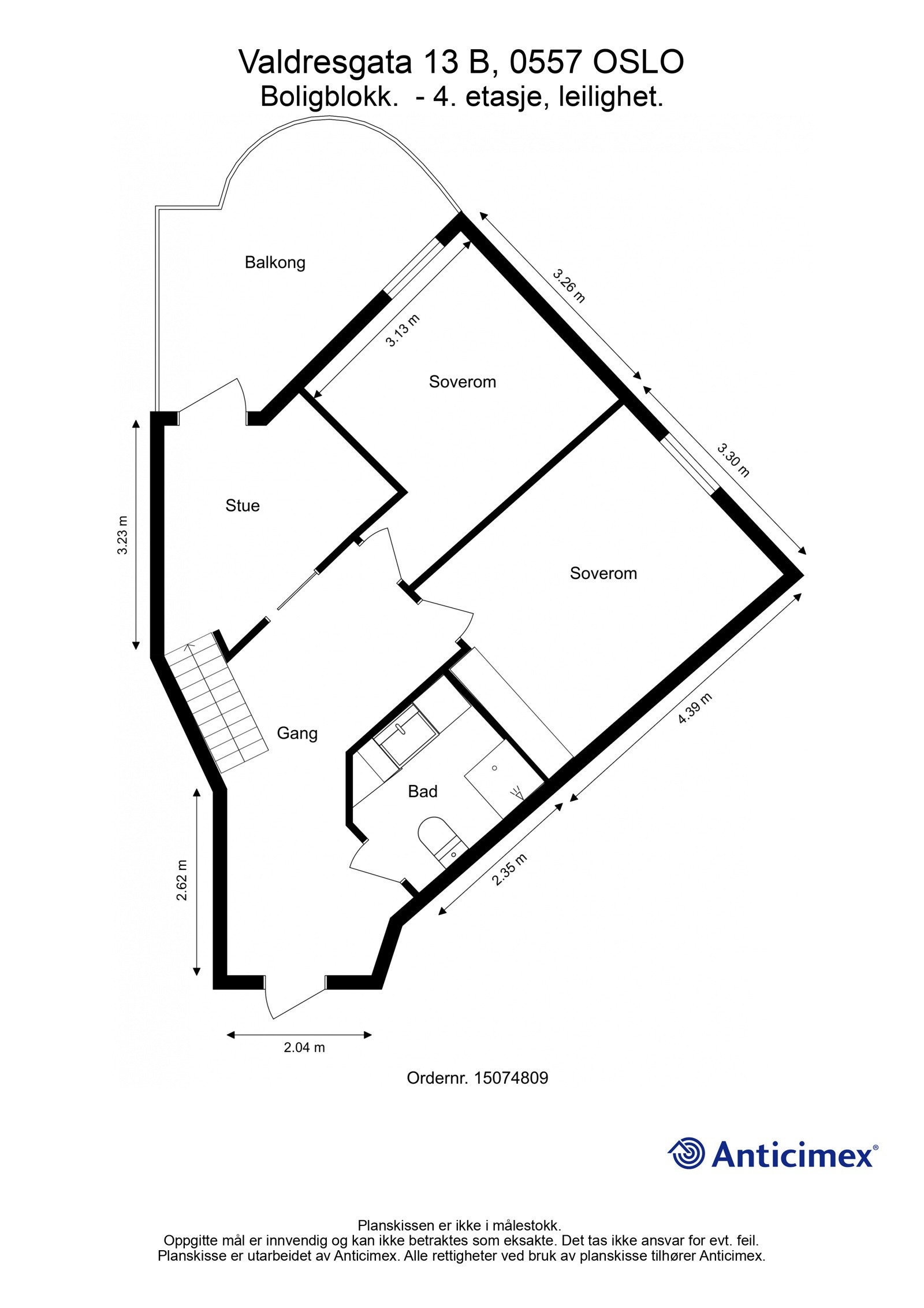 - Plantegning med mål - 4. etasje - Galleribilde