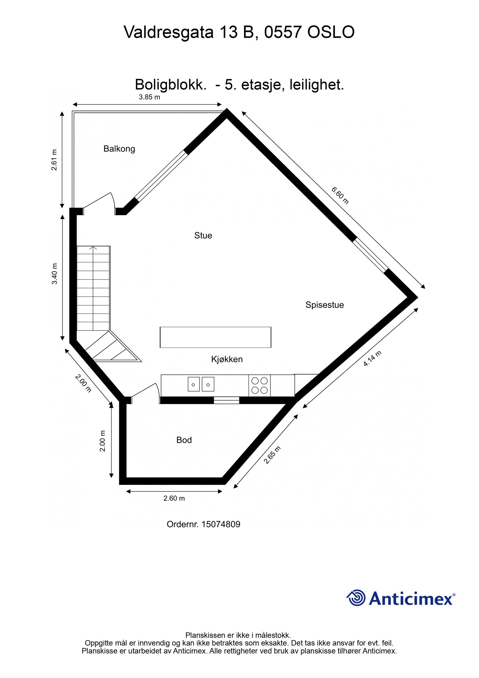- Plantegning med mål - 5. etasje - Galleribilde