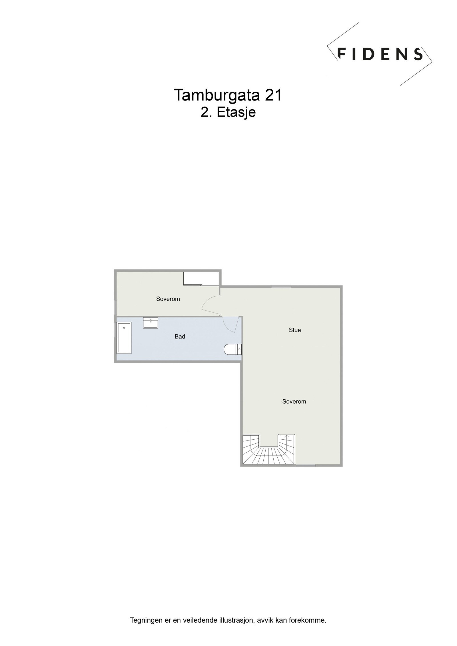 Floorplan letterhead - Tamburgata 21 - 2. Etasje - 2D Floor Plan Galleribilde