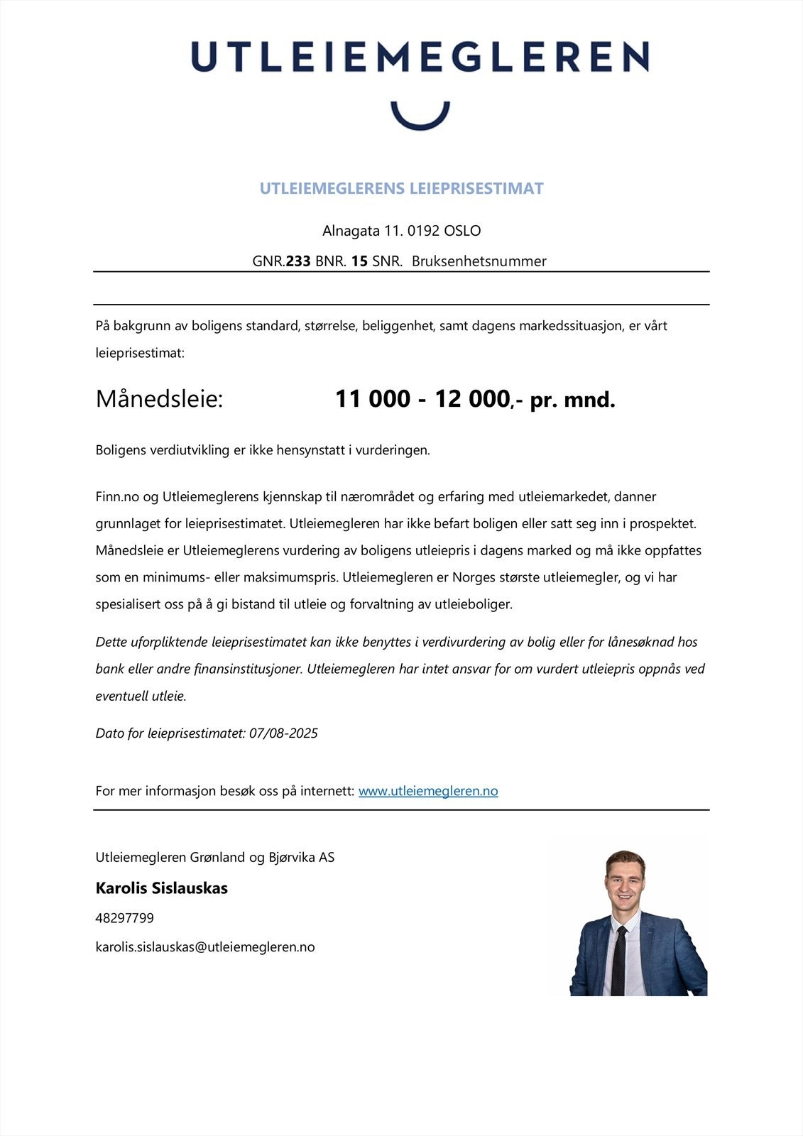 Estimert leieinntekt på hybeldelen Galleribilde