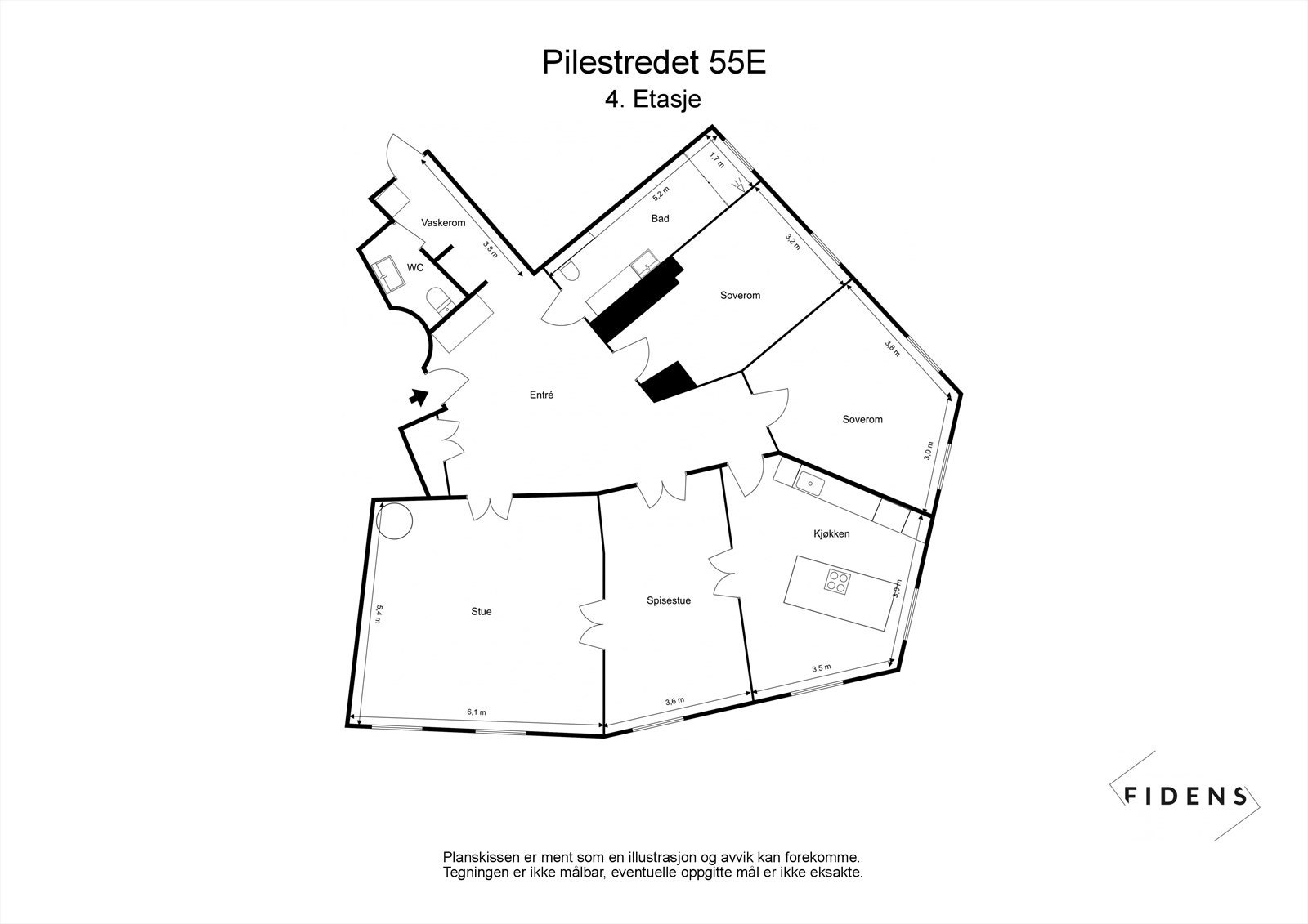 Plantegning med mål. Galleribilde
