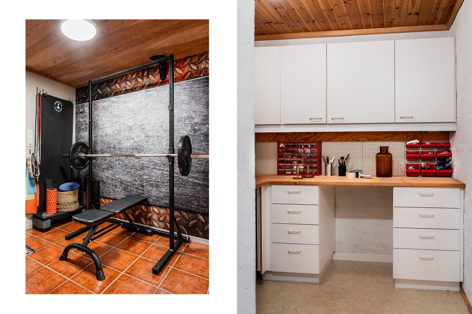 Teknisk rom og boder gir rikelig med lagringsplass. Praktisk med treningsplass i hjemmet. Galleribilde