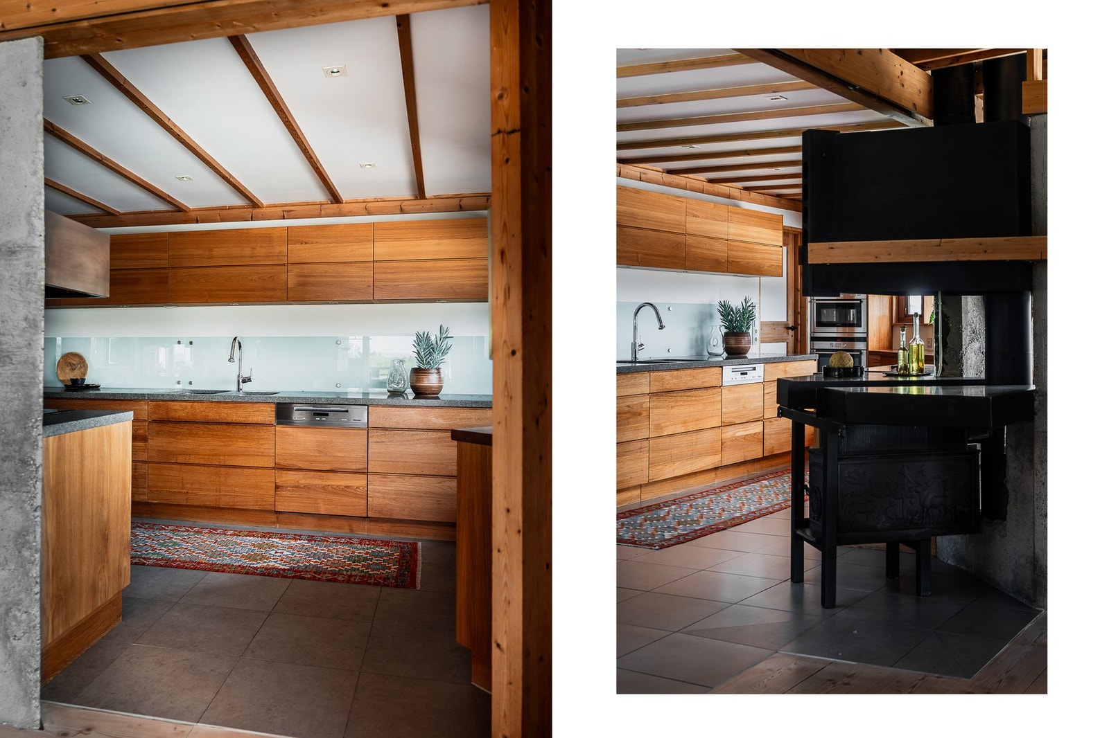 Innredning i heltre og vedovn. Galleribilde