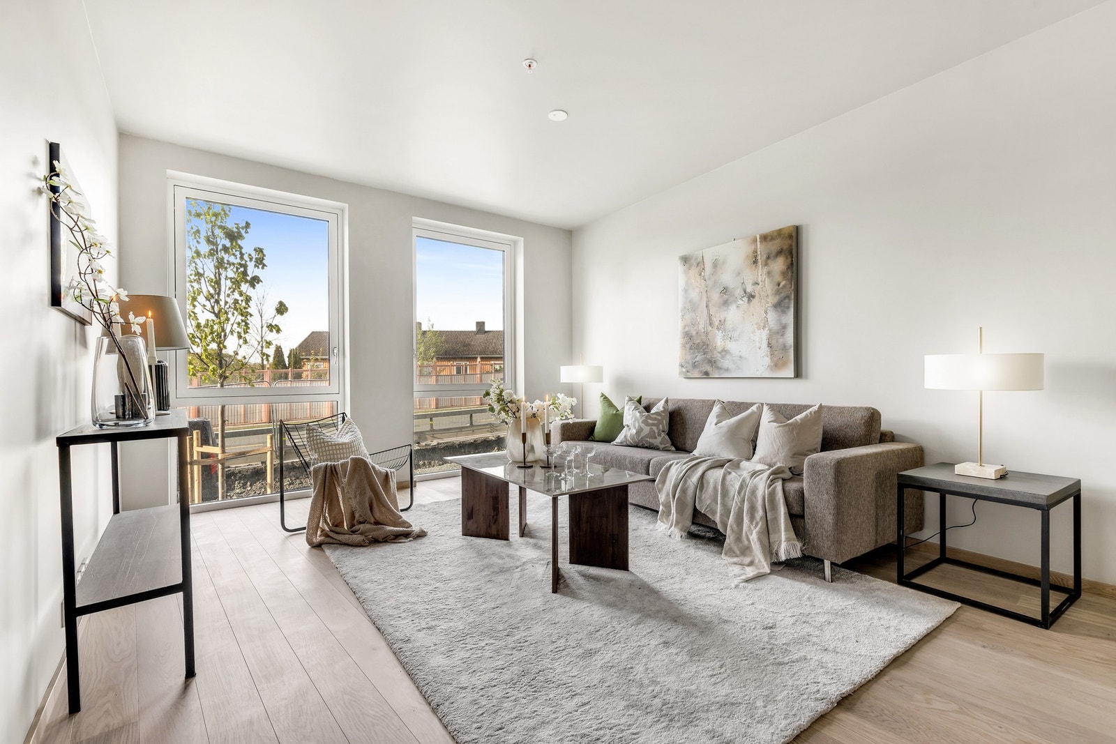 Åpen stue- kjøkkenløsning på 38,4 kvm. Bilde tatt fra en tilsvarende leilighet i 1. etasje Galleribilde