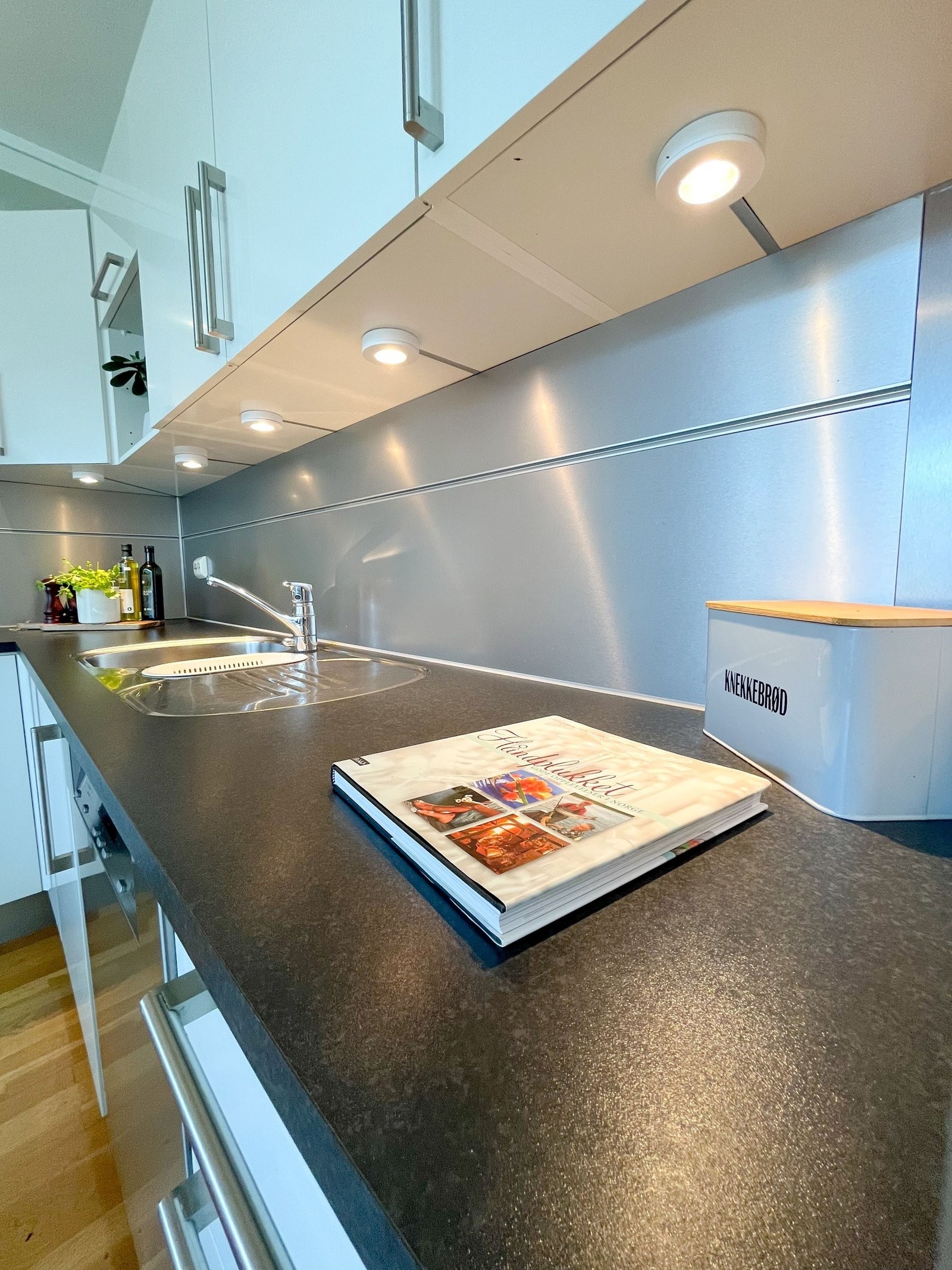 Rikelig med benkeplass og spotter under skap Galleribilde