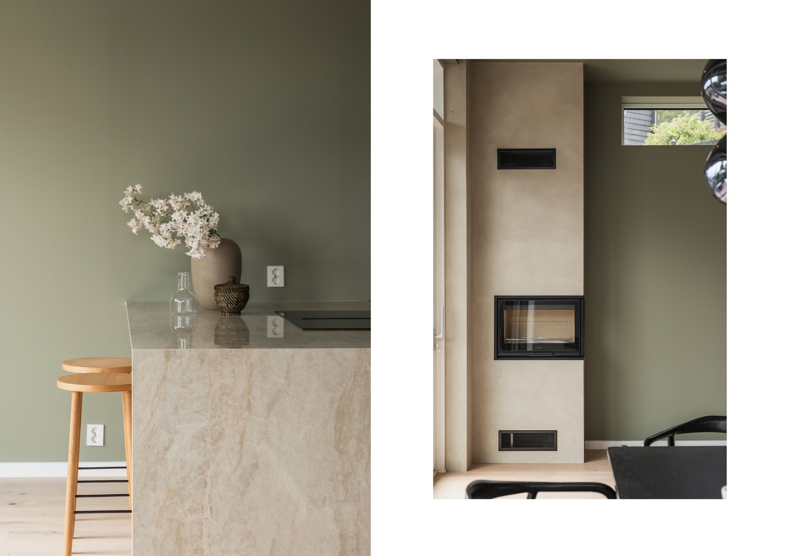 Moderne vedpeis i stuen. Galleribilde