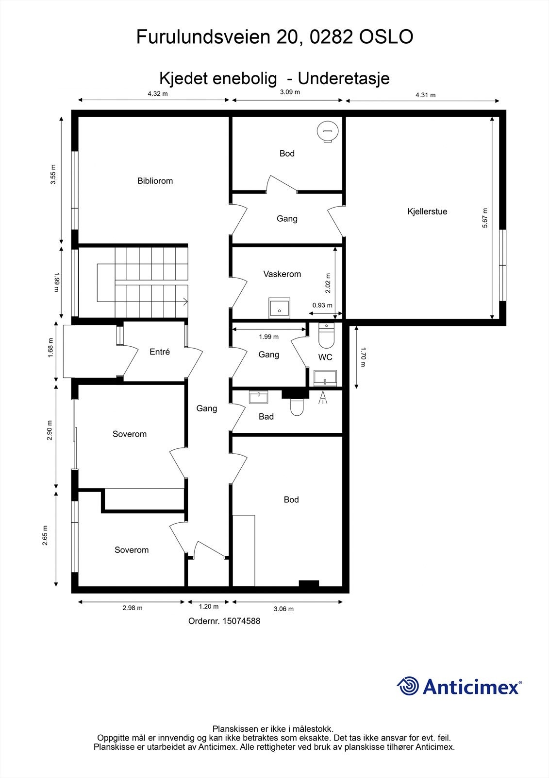 Plantegning underetasje. Galleribilde
