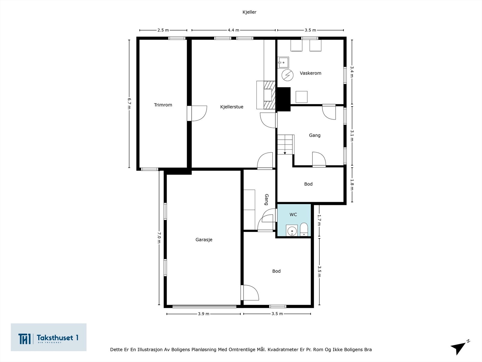 Plantegning kjelleretasje Galleribilde