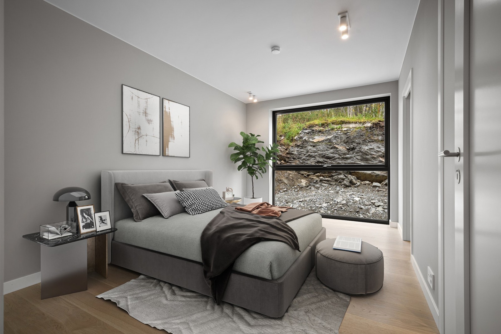 Hovedosoverom med tilhørende walk-in closet og privat bad Galleribilde