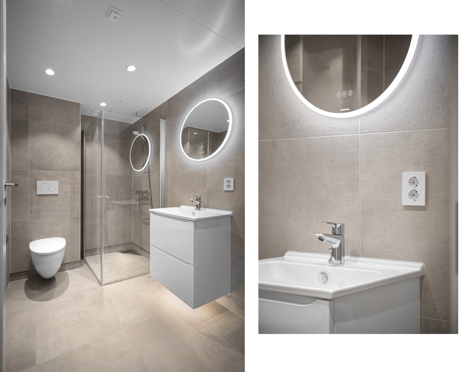 Delikate fliser og innredninger på badet Galleribilde