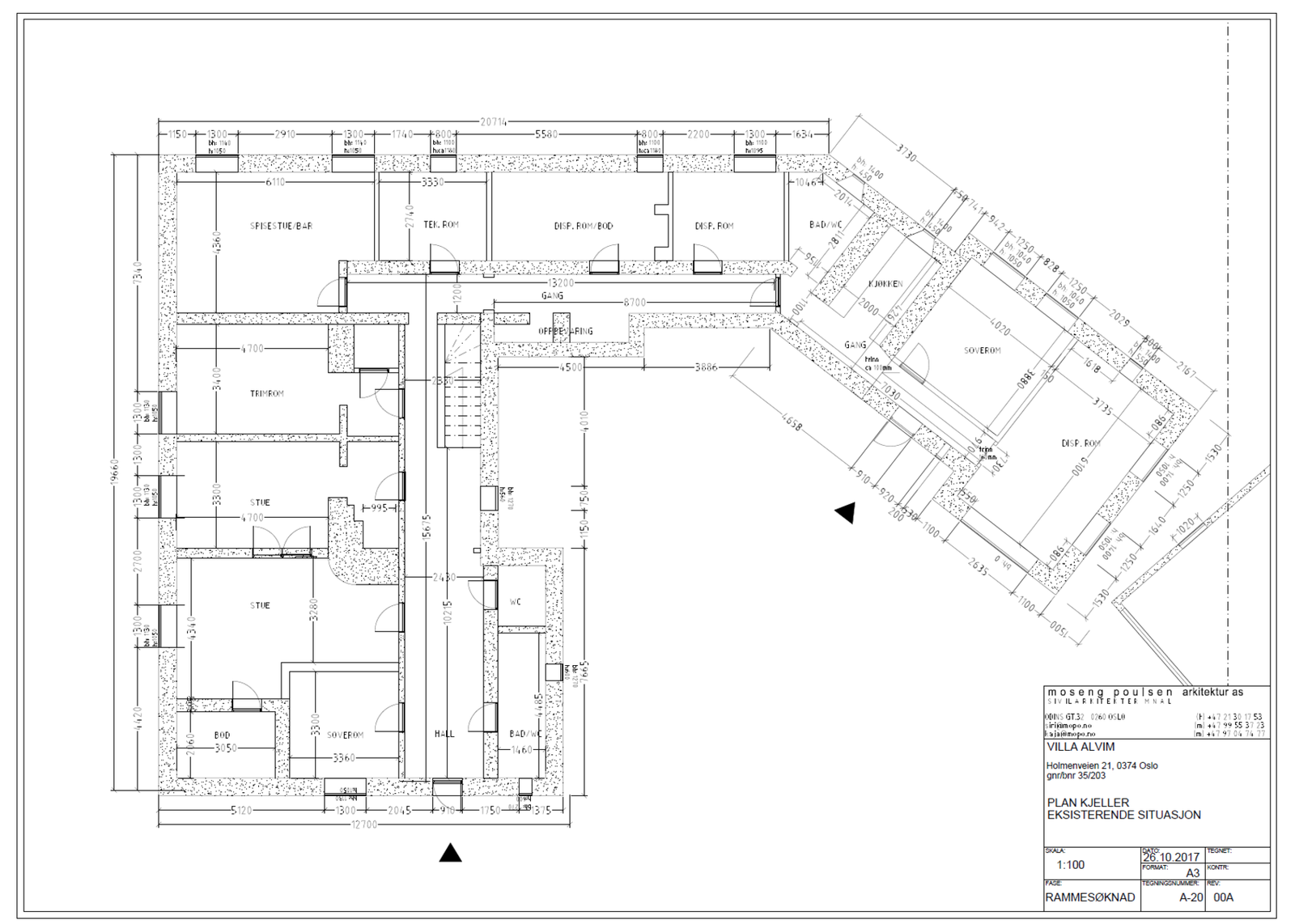 Plantegning kjeller. Galleribilde