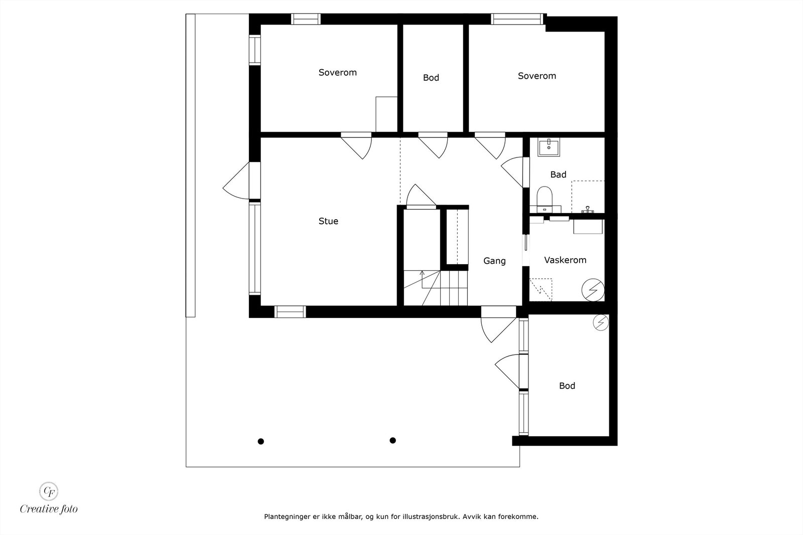 Veiledende skisse av sokkeletasje. Galleribilde