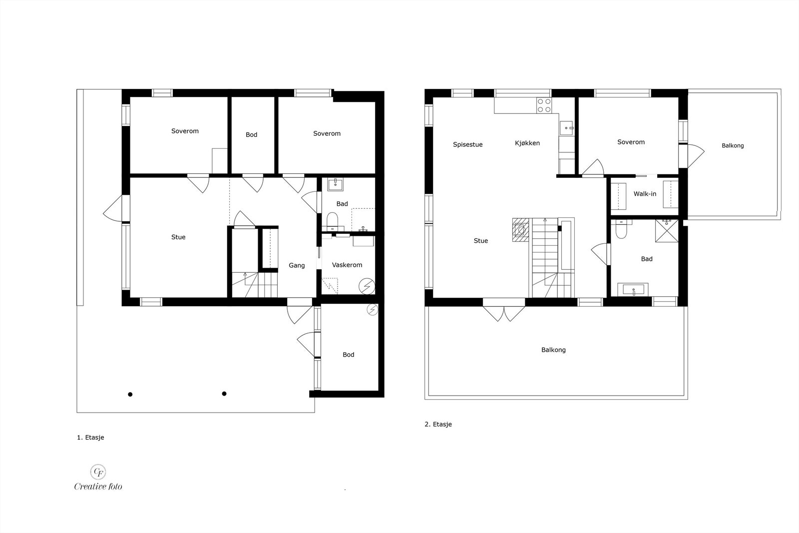 Veiledende skisse av begge etasjer. Galleribilde