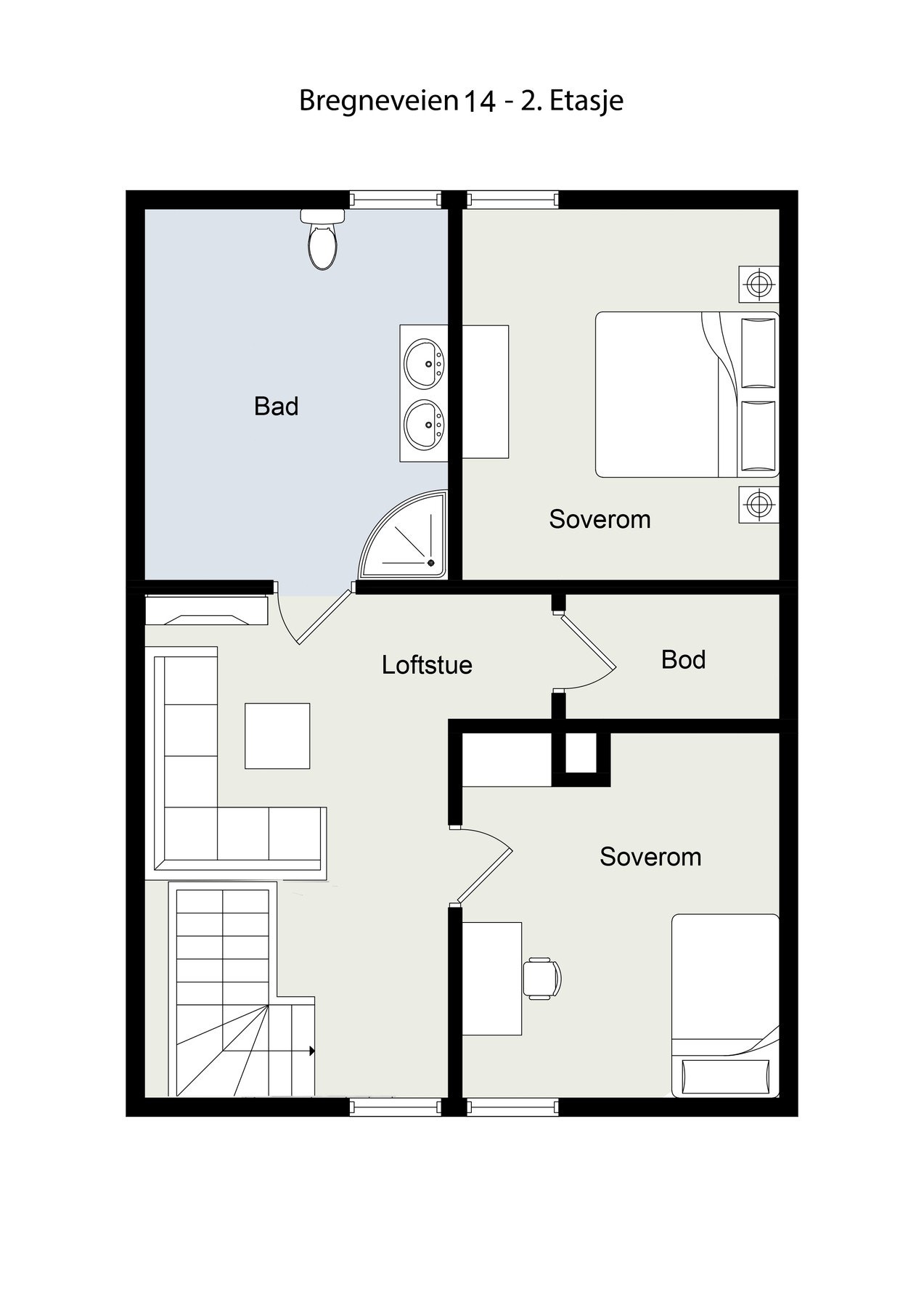 Planskisse for andre etasje. Detaljer kan avvike. Galleribilde