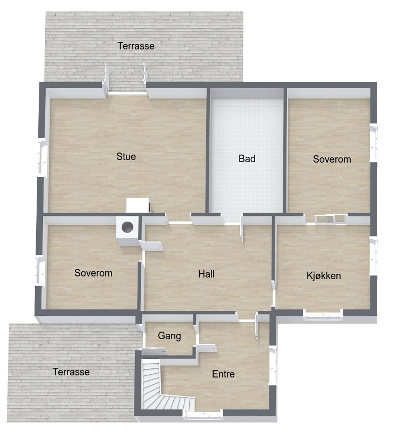 Plantegning 1.etg Galleribilde