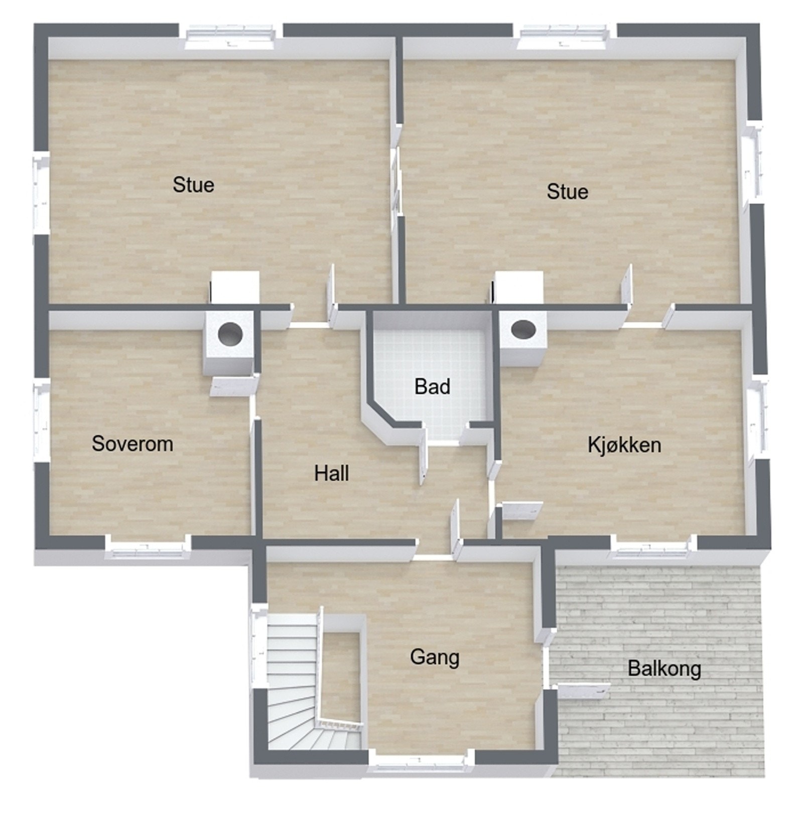 Plantegning 2.etg Galleribilde