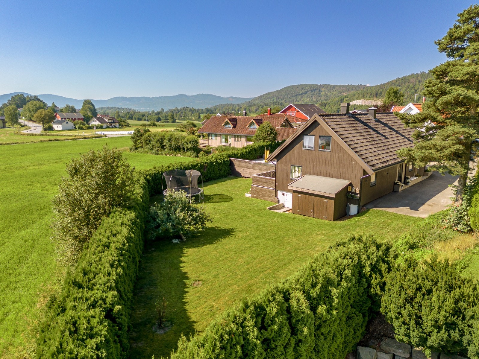Dronebilde over tomten. Galleribilde