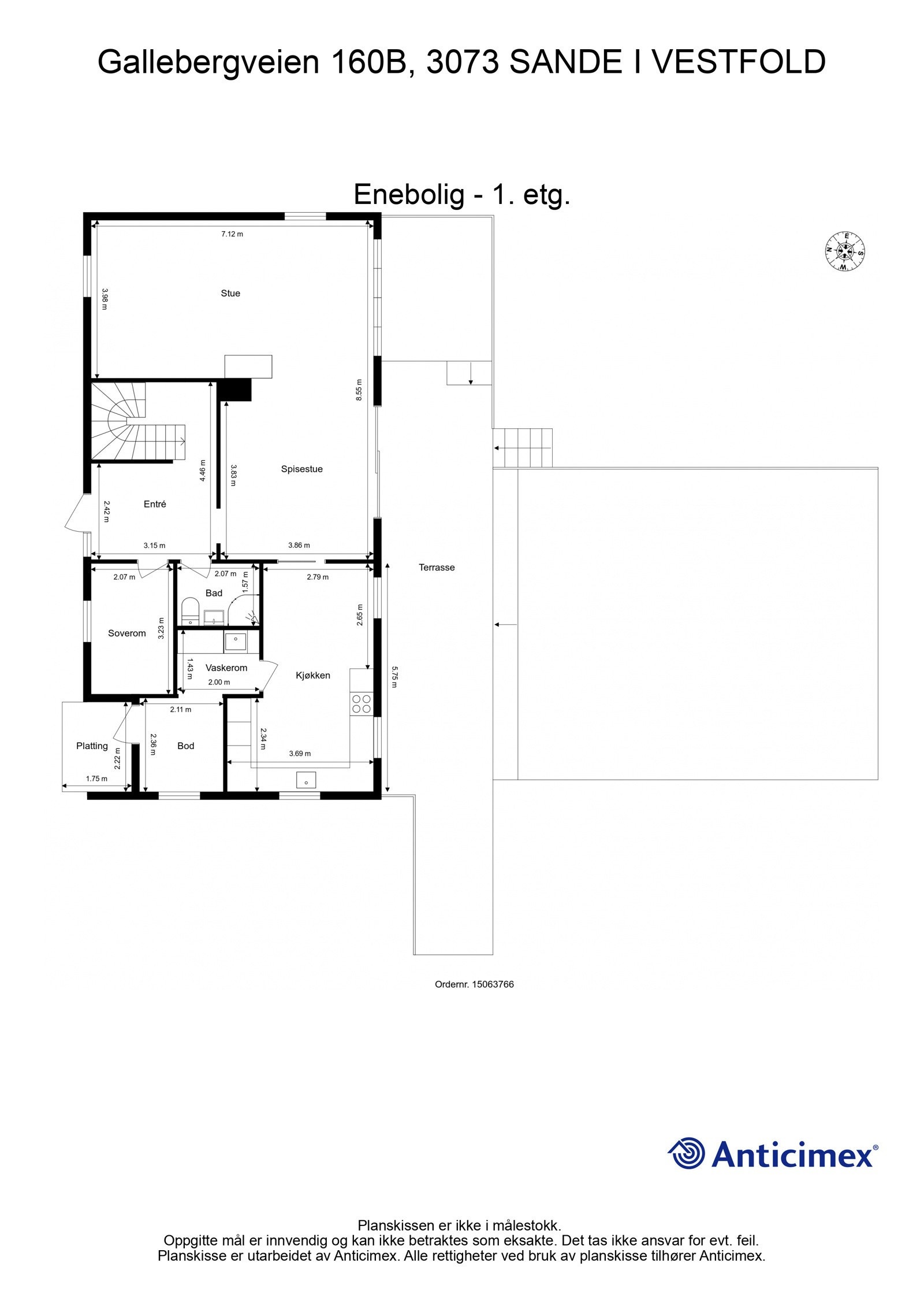 Plantegning for boligens 1. etasje. Galleribilde