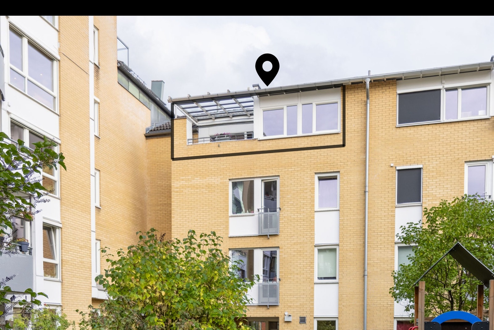 Leiligheten ligger fint plassert i bygget. Galleribilde