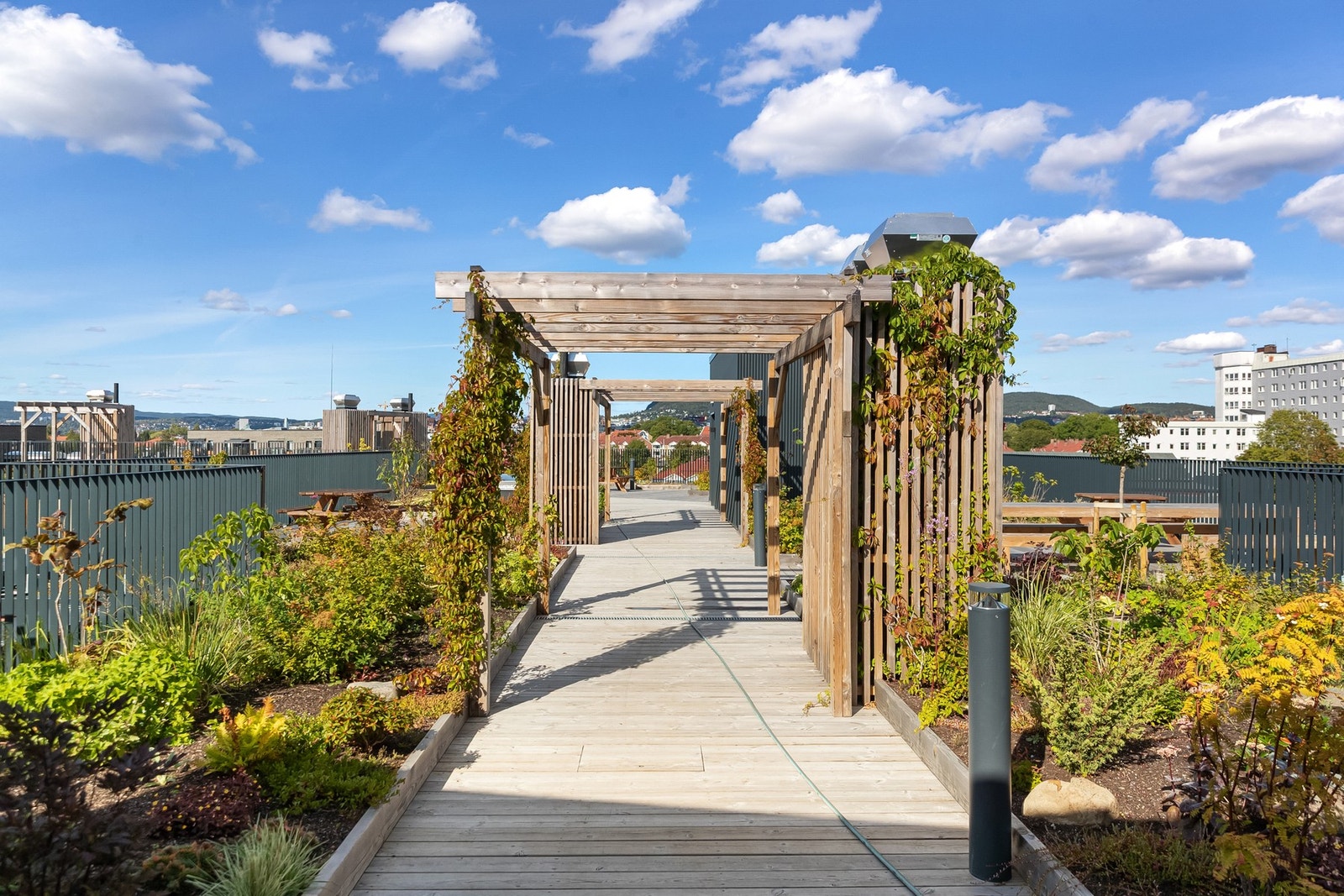 Fantastisk opparbeidet takterrasse med ulike soner. Galleribilde