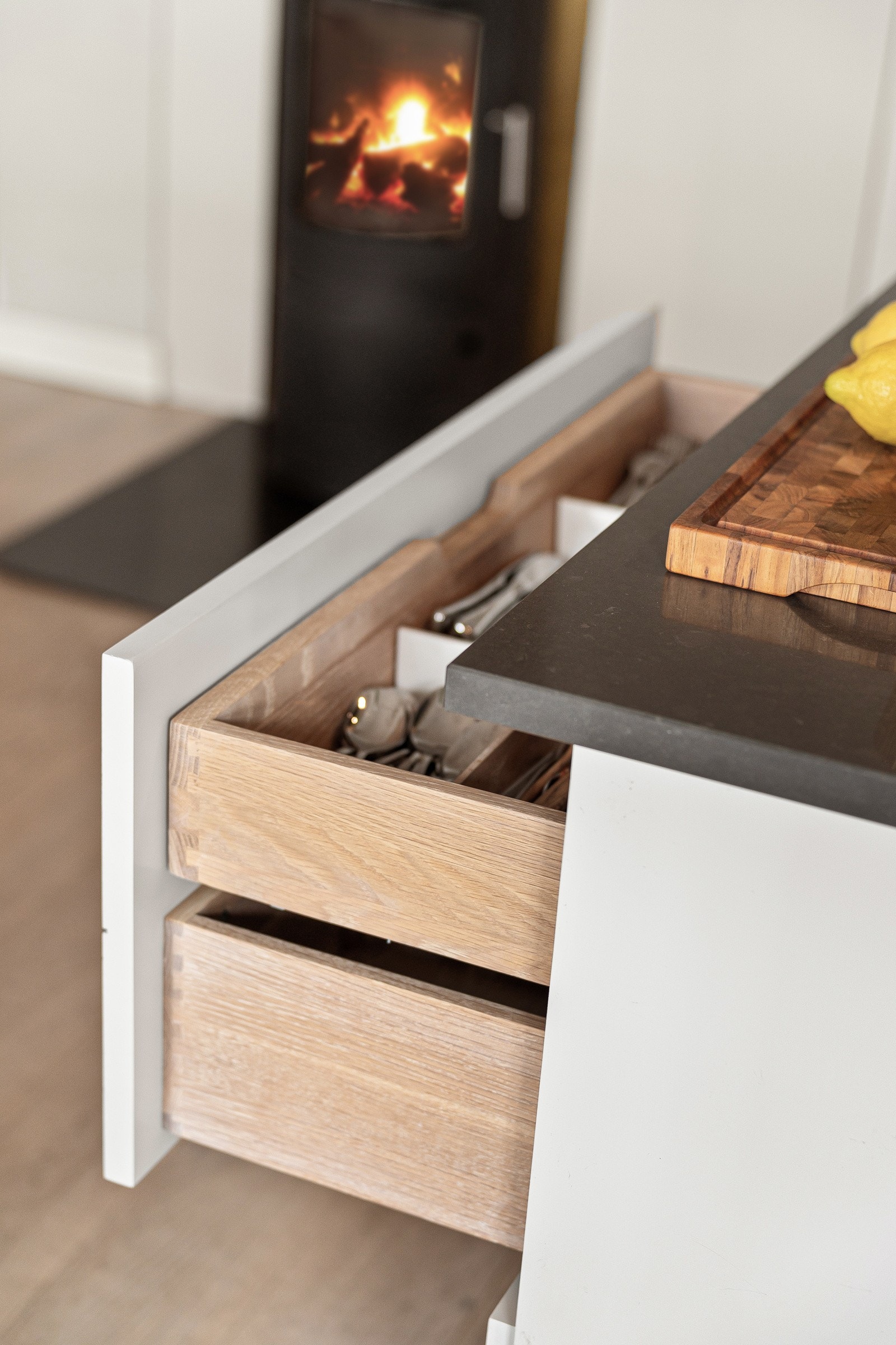 Heltre skuffer med fingerskjøt sammenføyning (ekte håndverk) Galleribilde