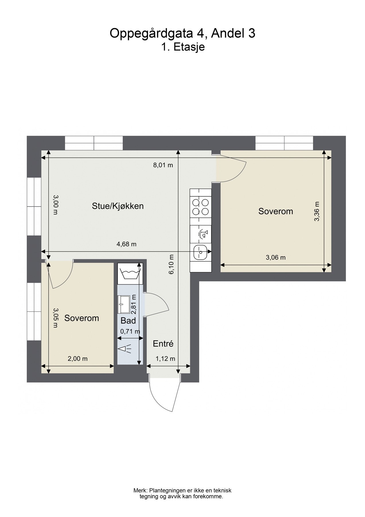 Plantegning. Tegningen er kun ment som en illustrasjon og er ikke målbar. Galleribilde