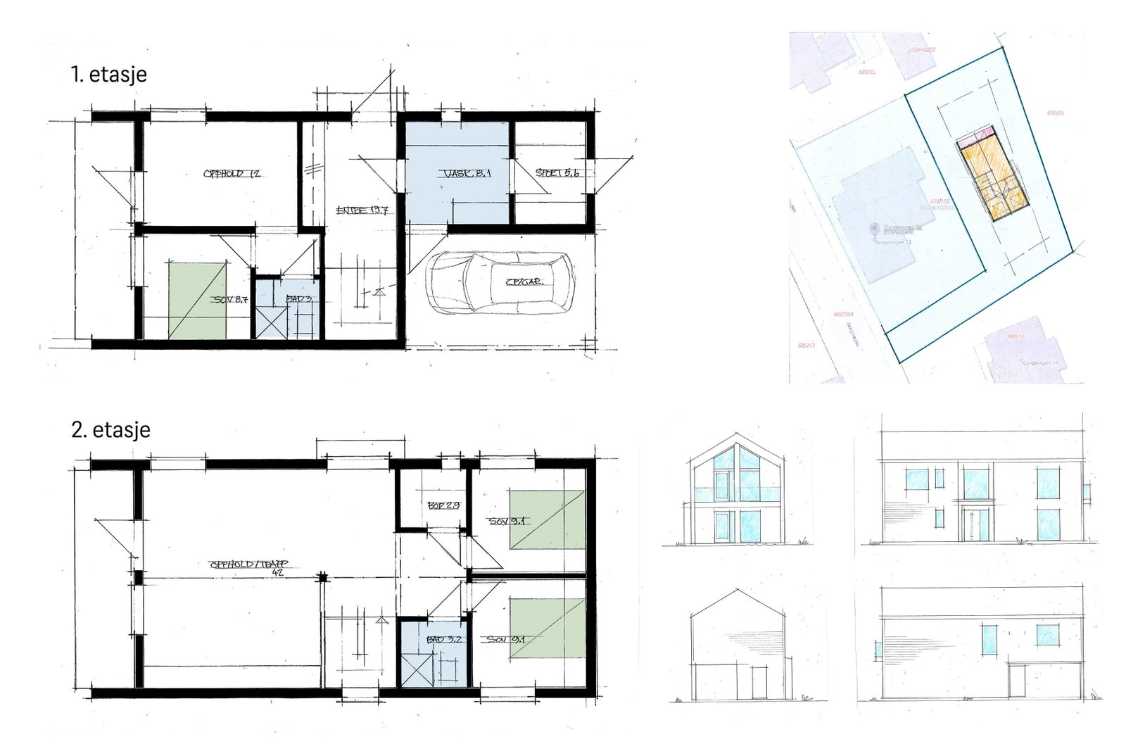 Skisse av mulig bolig. Sammen med Ark Idar Sambu fra Lindhus kan du tilpasse boligen etter dine ønsker og behov. Galleribilde