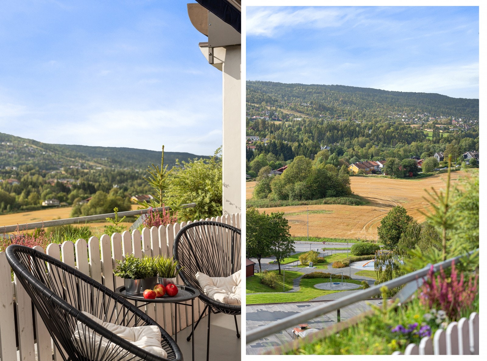 Fra terrassen har du fin oversikt over hele feltet og omgivelsene rundt. Galleribilde