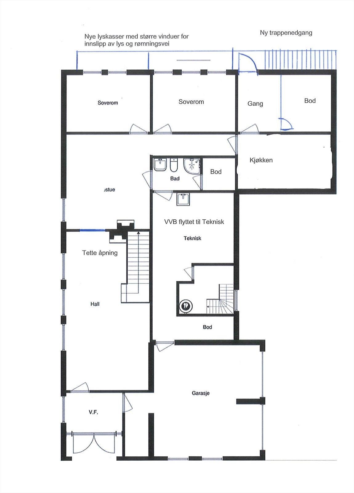 Alternativ skisse for u-etg for evt søknad/bygging av ekstra utleiedel Galleribilde