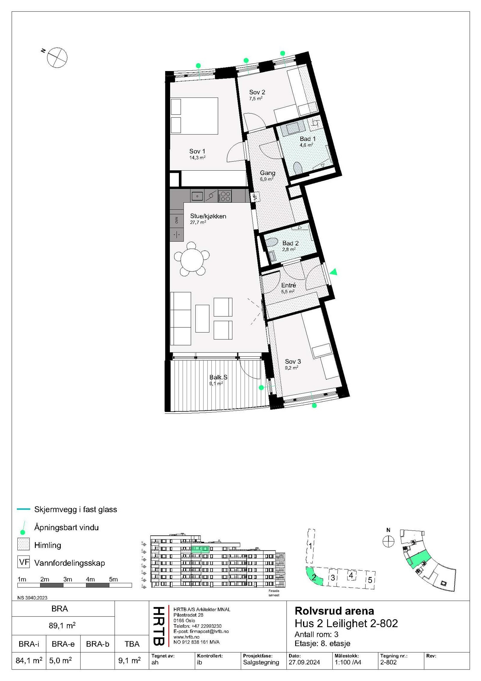 Plantegning - leilighet 802 Galleribilde