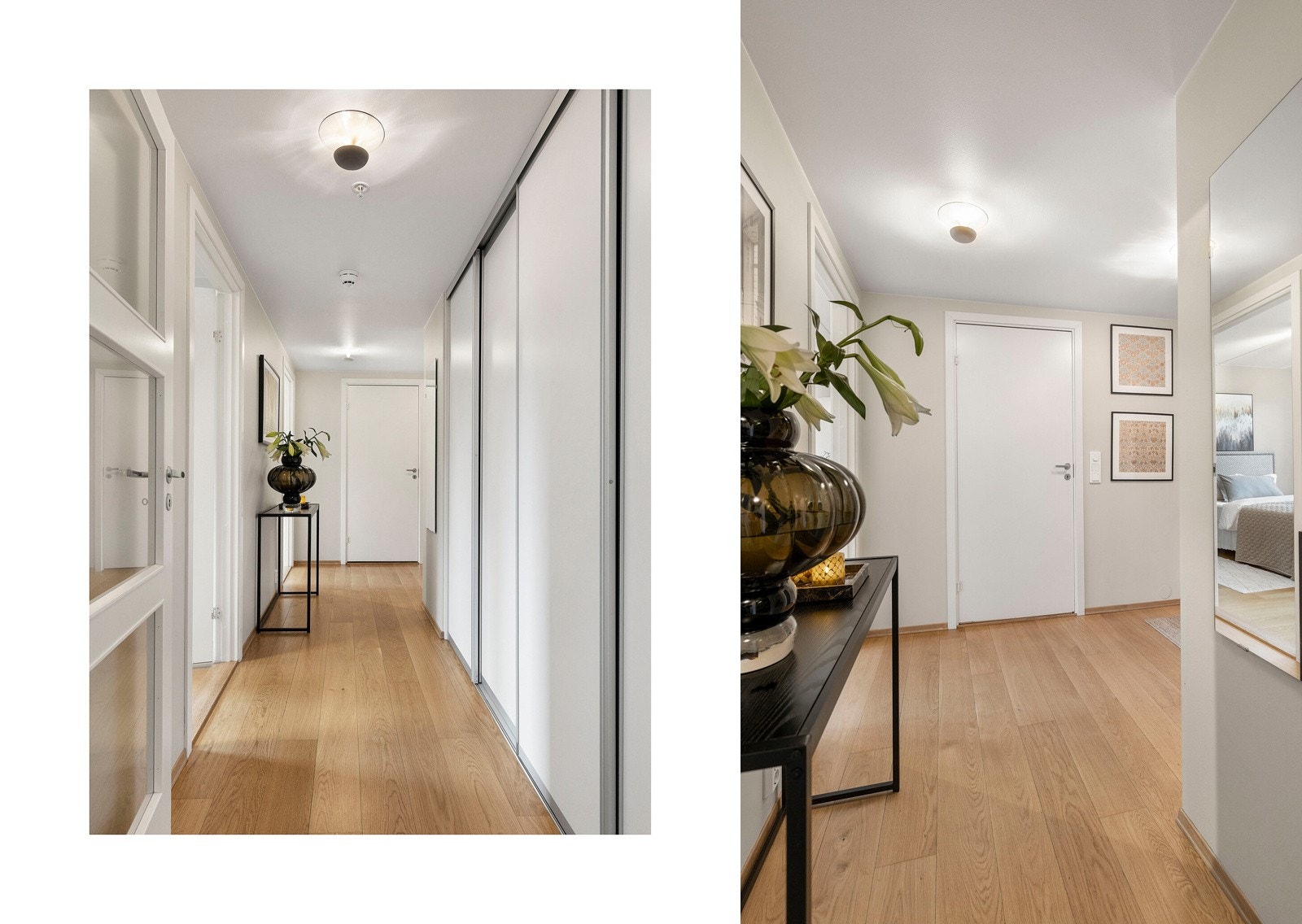 Her er det enkelt å holde orden, og den åpne gangen leder deg videre inn til boligens øvrige rom. Galleribilde