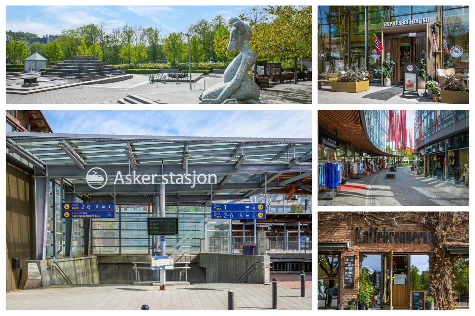 Det er kun 10 minutters gange til Asker stasjon, hvor toget tar deg til Oslo på rundt 22 minutter. I Asker sentrum finner du et bredt utvalg av matvarebutikker, hyggelige kafeer, spisesteder og nødvendige servicetilbud. Galleribilde
