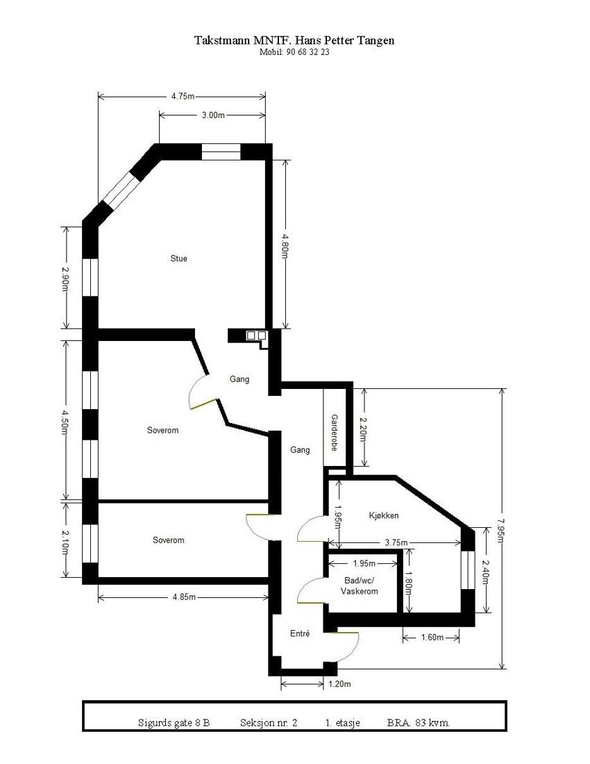 Sigurds gate 8B - Alternativ plantegning 1 Galleribilde