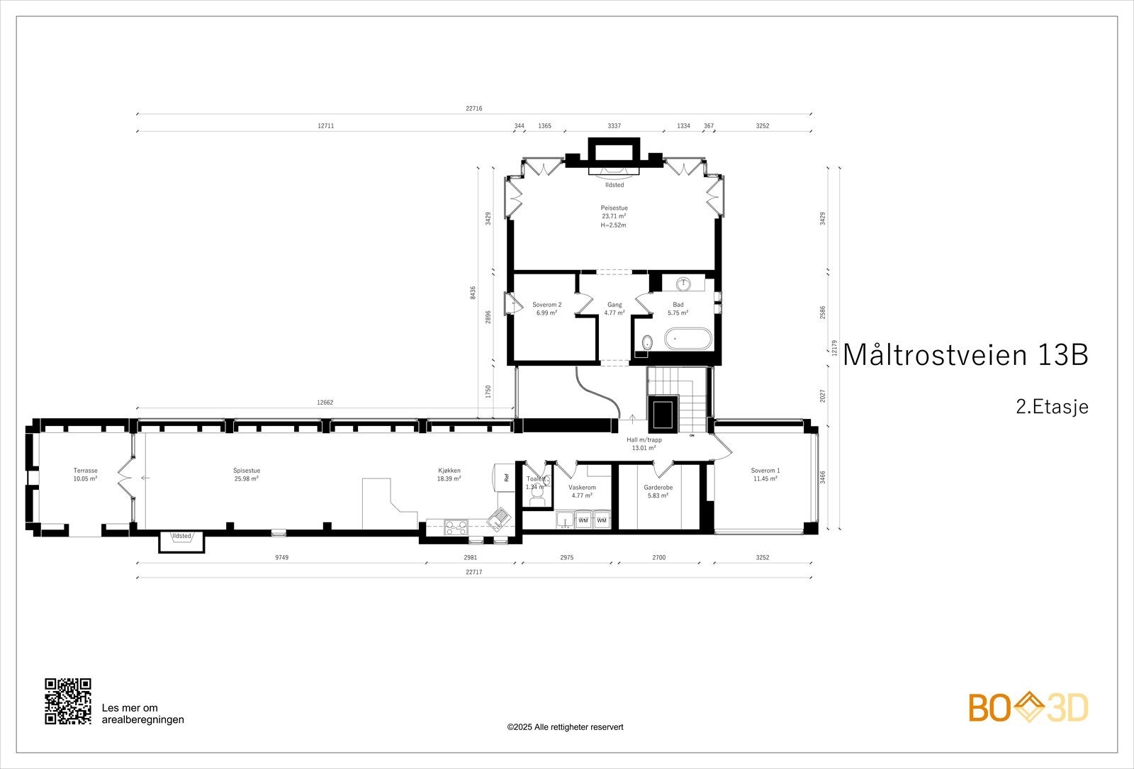 2.etasje, BRA-i 132 m² inneholder: Hall med trapp, 2 soverom, garderobe, vaskerom, bad, separat toalett, stue, kjøkken og stue med utgang terrasse. Galleribilde