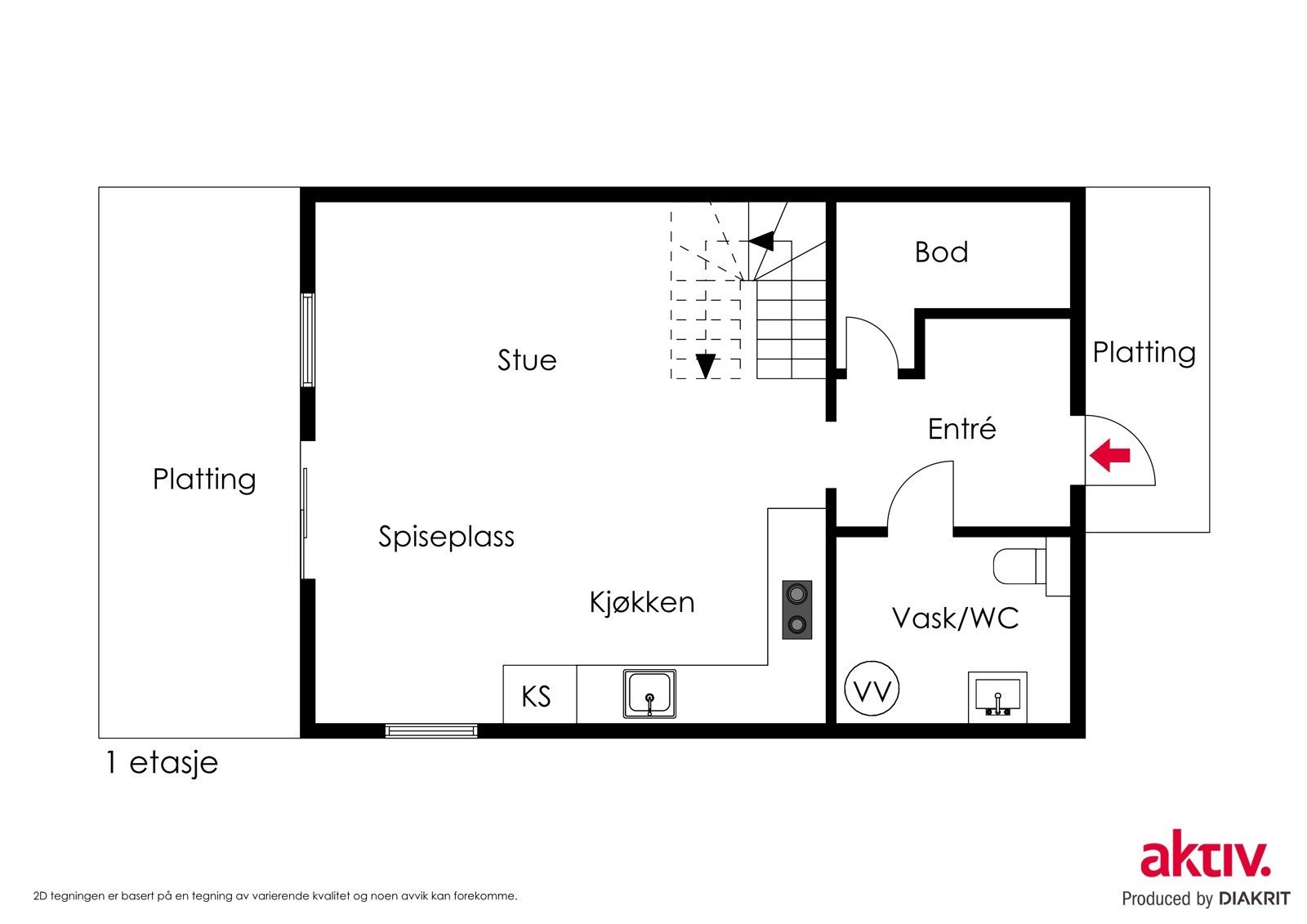 Plantegning 1. etasje Galleribilde