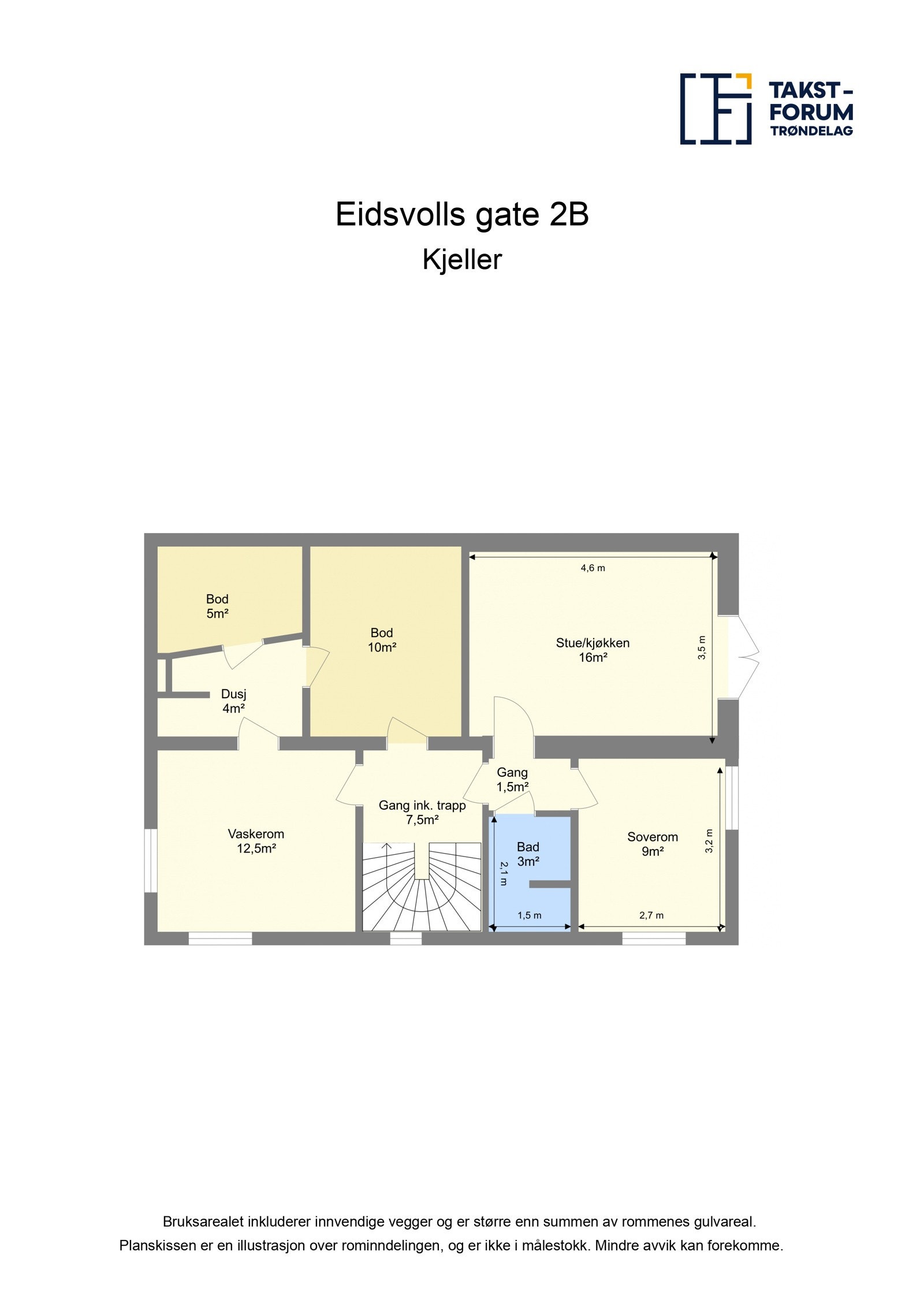 Planskisse kjeller. Galleribilde