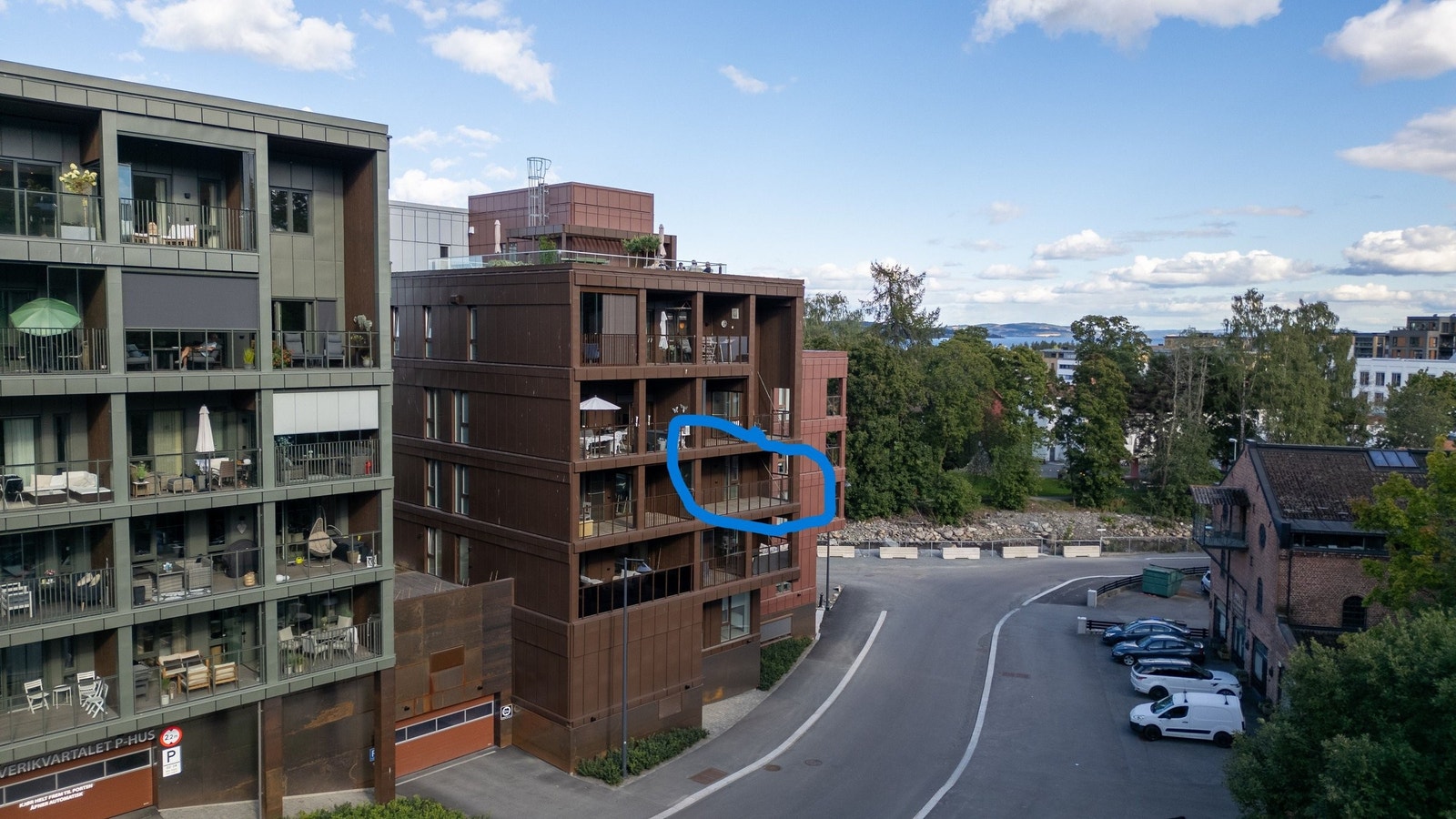 Leiligheten markert i bilde. Galleribilde