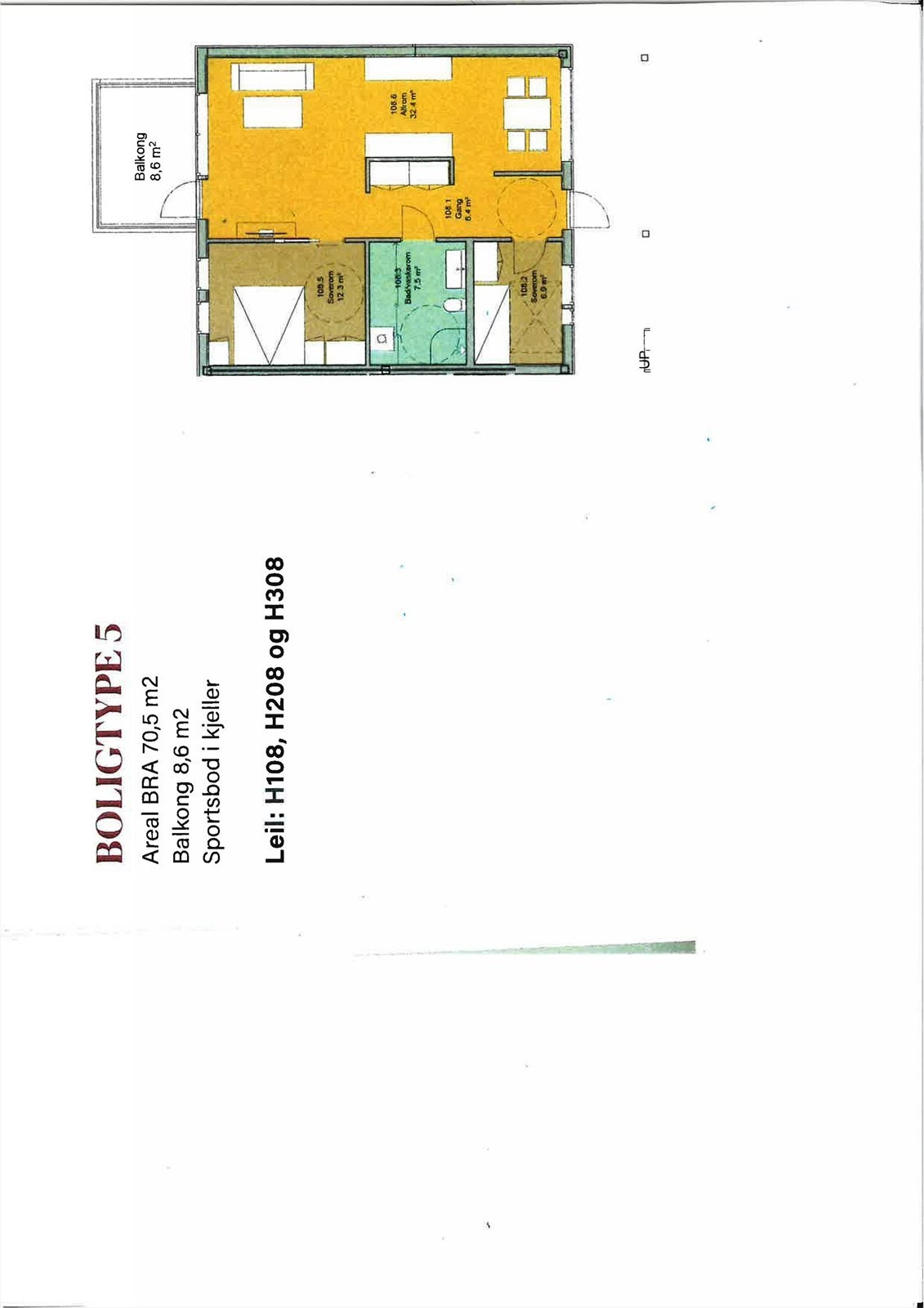 Plantegning Sentrumsgata, leilighet 208 Galleribilde