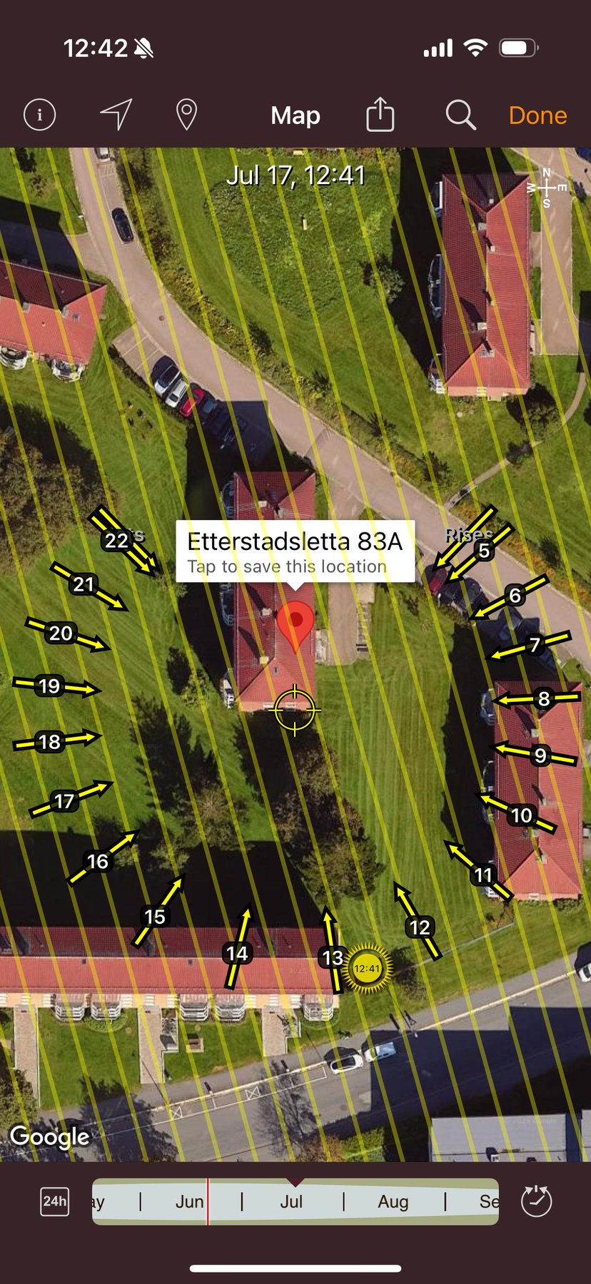 Solkart. Her kan du se solforholdene i juli måned. Galleribilde