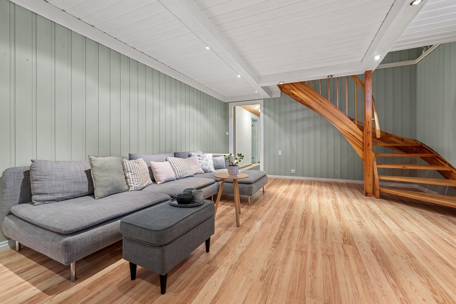 Kjellerstuen har god plass til sofagruppe og tv-seksjon, perfekt for ungdommen. Galleribilde