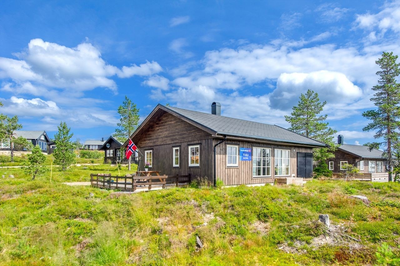 Hytta ligger fint til i terrenget og har meget gode solforhold. Galleribilde