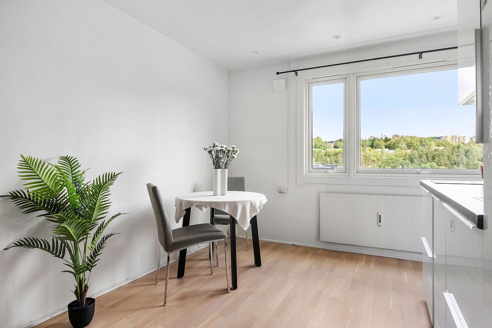 Parkett på gulv og malte slette vegger. Galleribilde