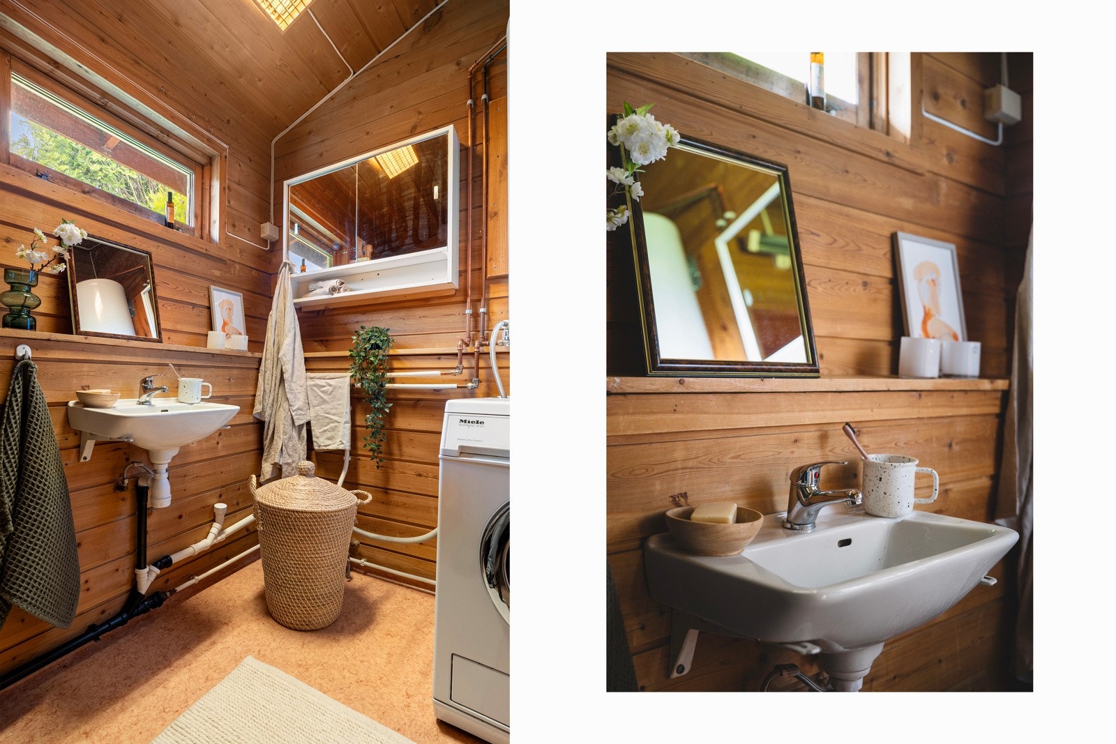 Her er det opplegg for vaskemaskin, enkel servant og dusjkabinett Galleribilde