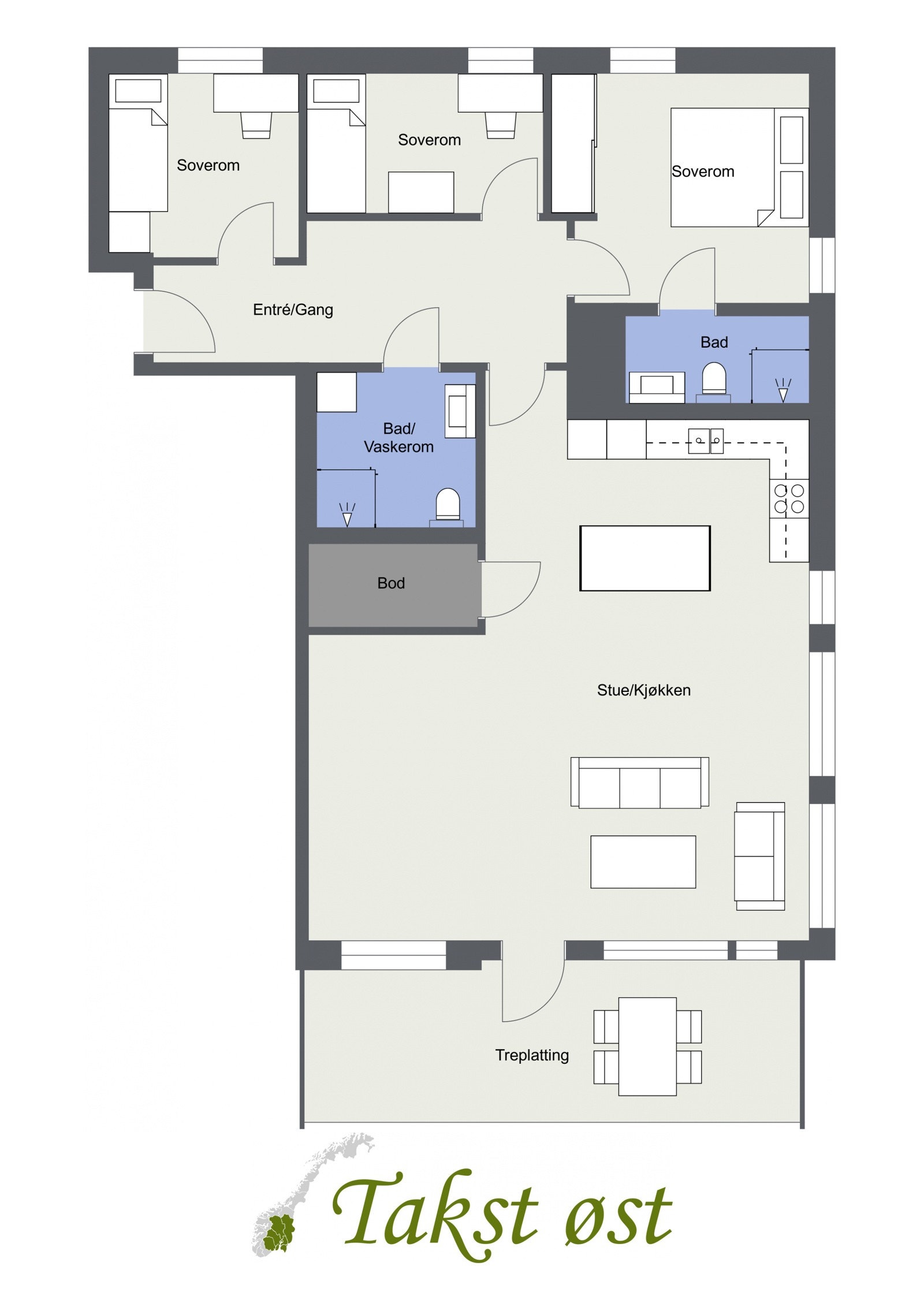 Boligen ligger i byggets 1. etasje og byr på en optimal planløsning med trappefri adkomst. Galleribilde
