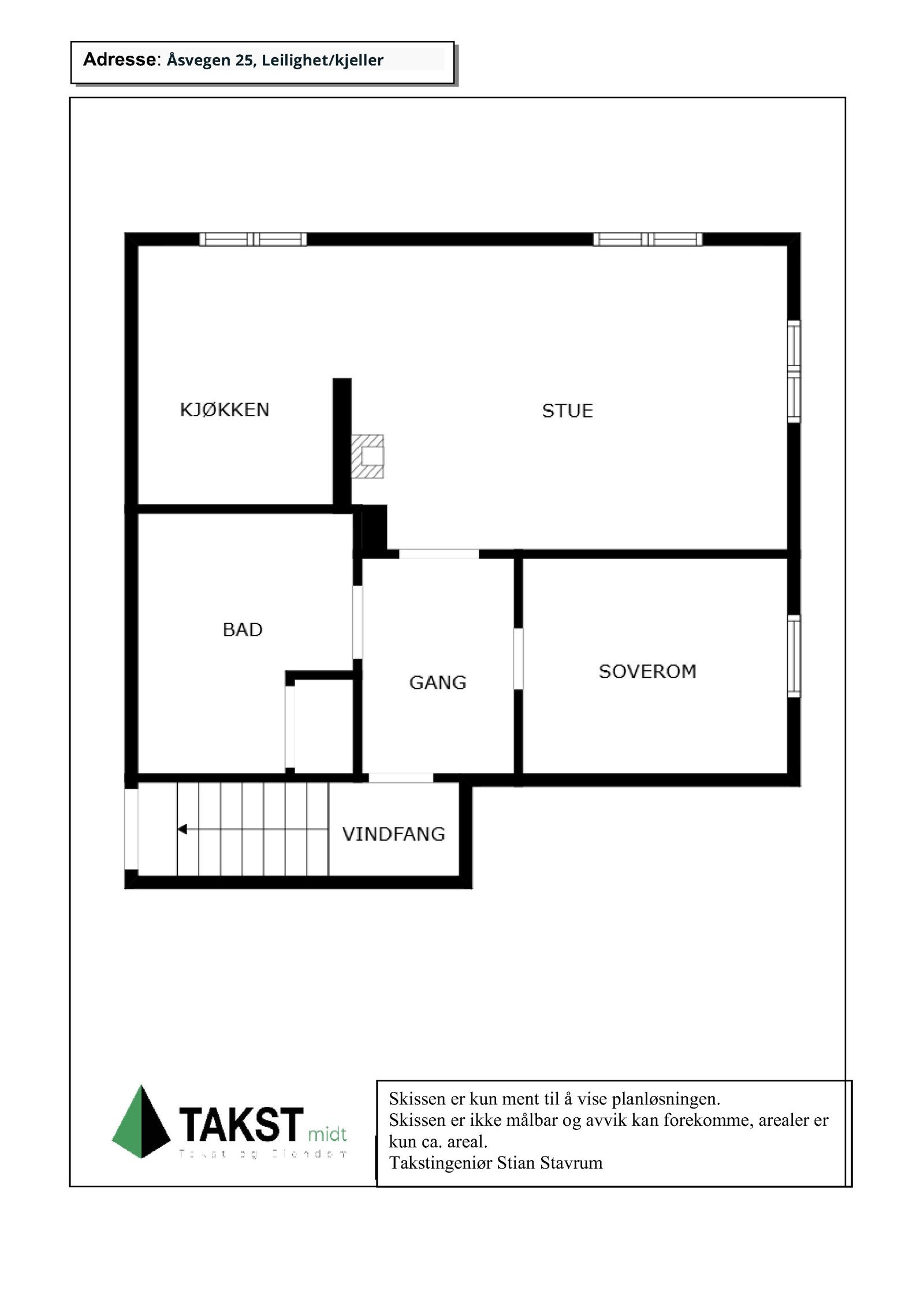 planskisse innredet leilighet, kjeller Galleribilde