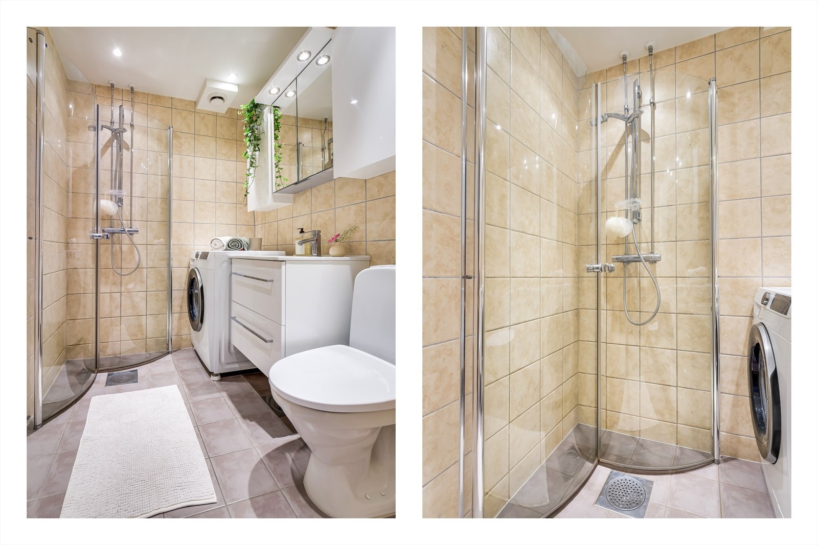 Badet er av god størrelse - Flislagte overflater og elektrisk gulvvarme Galleribilde