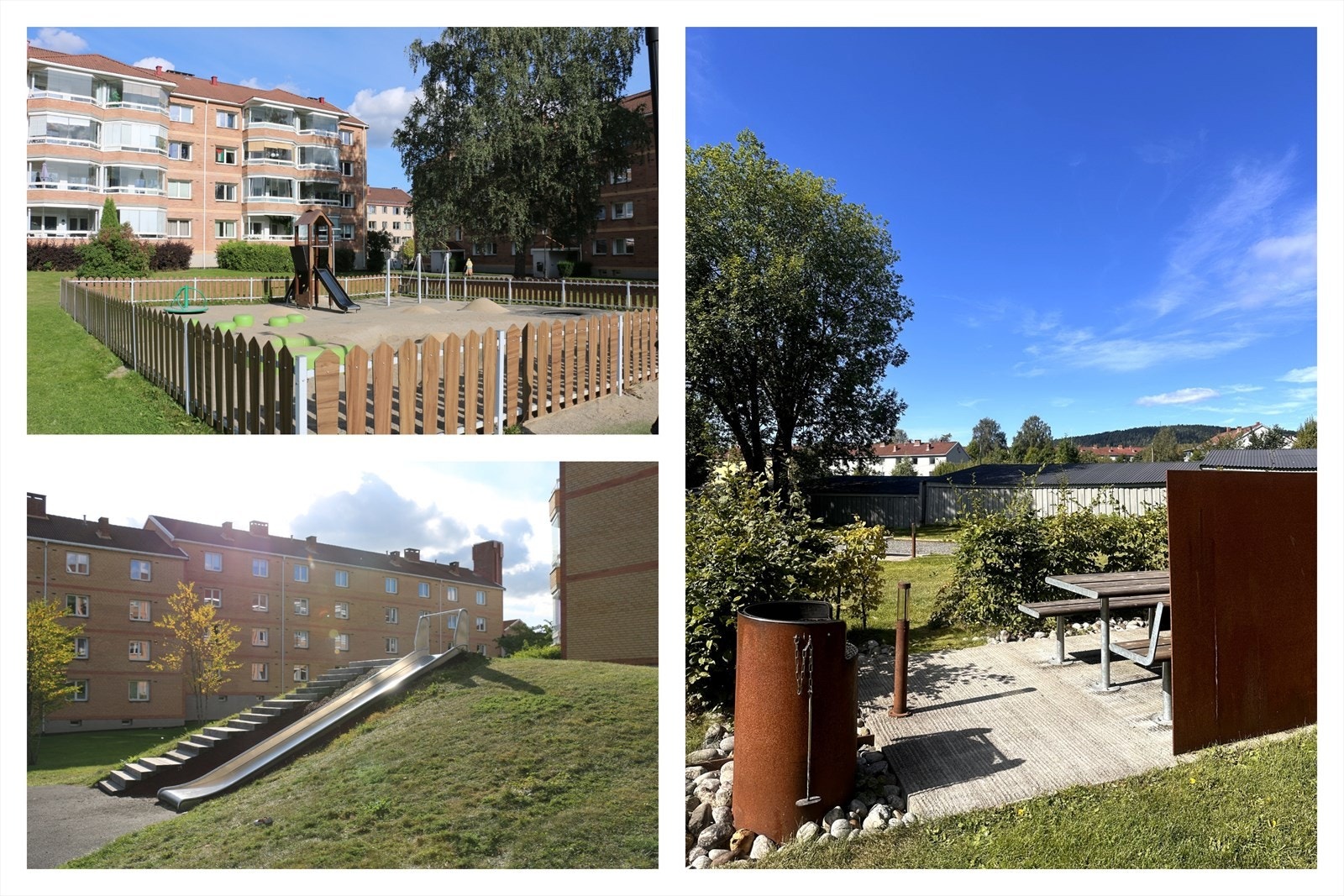 Du har flere lekeplasser i borettslaget - I tillegg finner du hyggelige sittegrupper, grillplass med mer Galleribilde