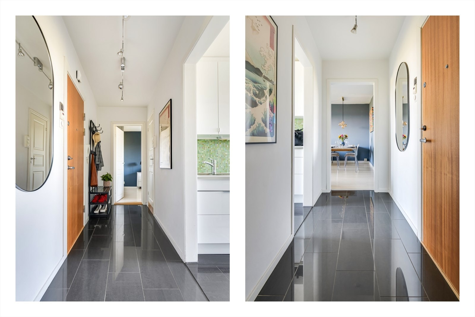 Romslig gang/entré med god plass til klesavheng - Enkel rengjøring med fliser på gulv Galleribilde