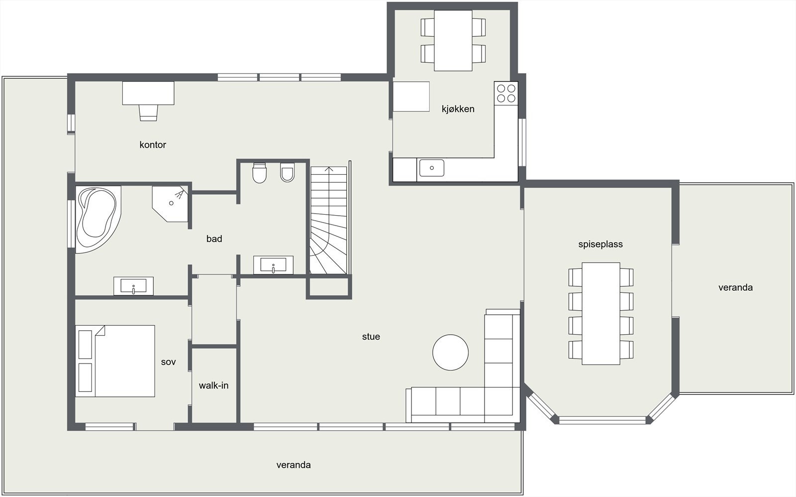 Plantegning første etasje. Galleribilde